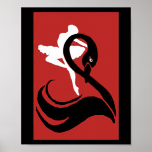 Retro Black Svan Poster