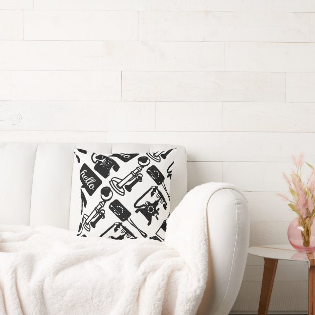 Retro Black Telefon Mönster Kudde (Soffa)