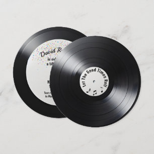 Retro Black Vinyl LP-post 60:e Födelsedagsfesten Inbjudningar