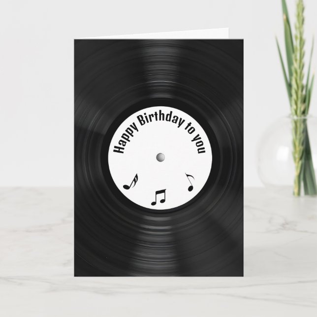 Retro Black Vinyl LP Record for Birthday Kort (Framsida)