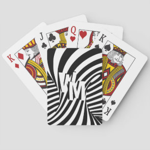 Retro Black White Abstrakt Zebra mönstrad Initiale Casinokort