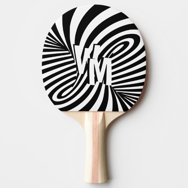 Retro Black White Abstrakt Zebra mönstrad Initiale Pingisracket (Framsidan)