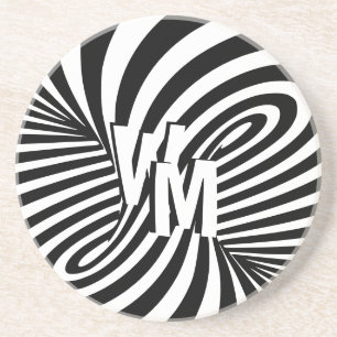 Retro Black White Abstrakt Zebra mönstrad Initiale Underlägg