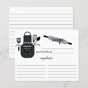 Retro Black White Apron Kitchen Verktyg Recept Car