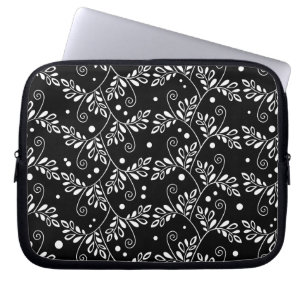 Retro black white blommigt Laptop sleeve