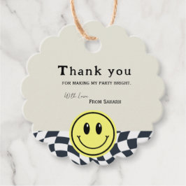 Retro Black & white checkad babydusch-Tack Gåvor Etiketter