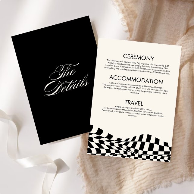 Retro black & white checkat Detaljerna Bröllop Inbjudningar (Skapare uppladdad)