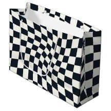 Retro Black White Checkated Warpe Checkered