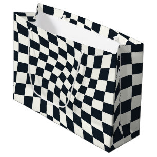 Retro Black White Checkated Warpe Checkered