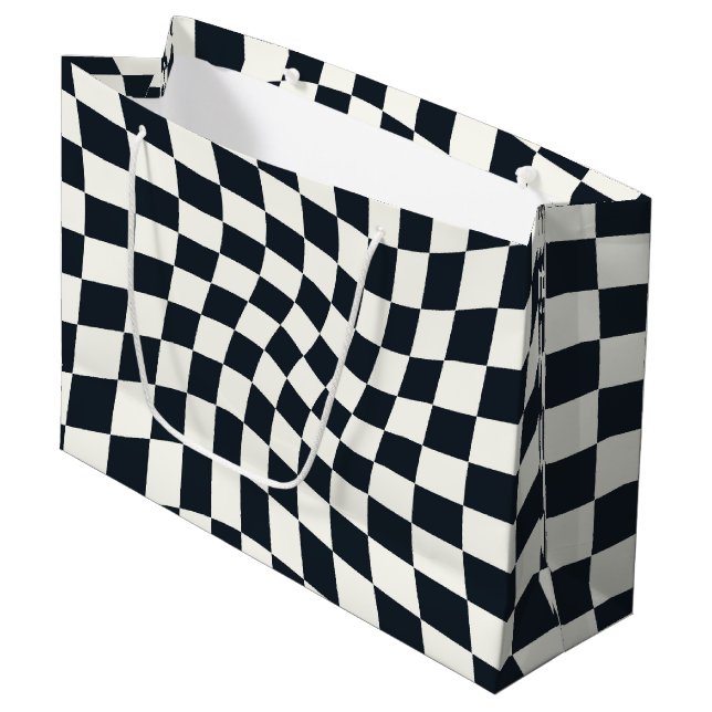 Retro Black White Checkated Warpe Checkered (Framsidan Vinklad)