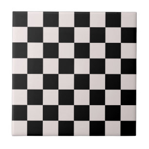 Retro Black White Checkerboard Mönster Kakelplatta