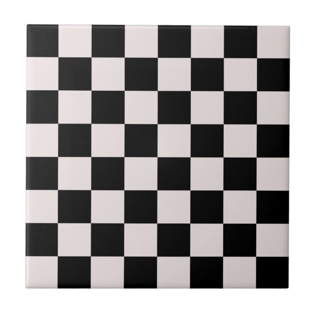 Retro Black White Checkerboard Mönster Kakelplatta (Framsidan)