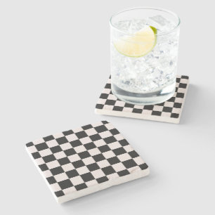 Retro Black White Checkerboard Mönster Stenunderlägg