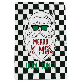 Retro Black White Checkered Santa Claus Christmas