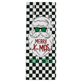 Retro Black White Checkered Santa Claus Christmas