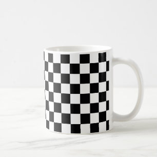 Retro Black/White Contrast Checkerboard Mönster Kaffemugg