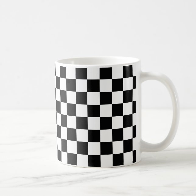 Retro Black/White Contrast Checkerboard Mönster Kaffemugg (Höger)