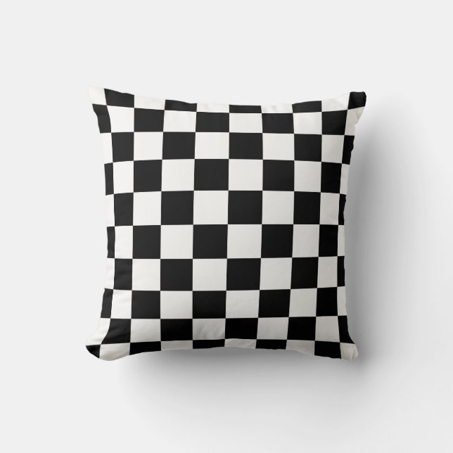 Retro Black/White Contrast Checkerboard Mönster Kudde (Framsida)