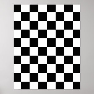Retro Black/White Contrast Checkerboard Mönster Poster