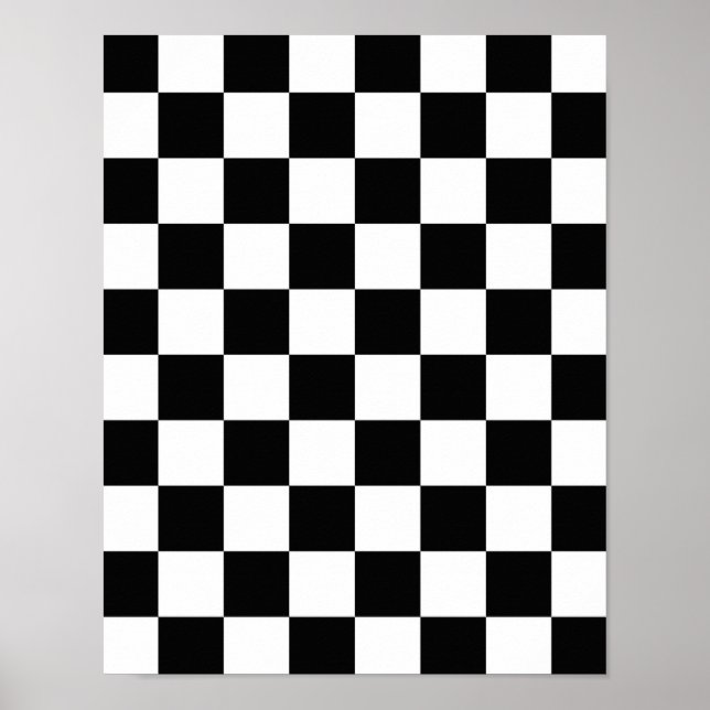 Retro Black/White Contrast Checkerboard Mönster Poster (Framsidan)