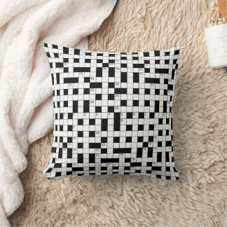 Retro Black White Crossword Puzzle Pattern Kudde