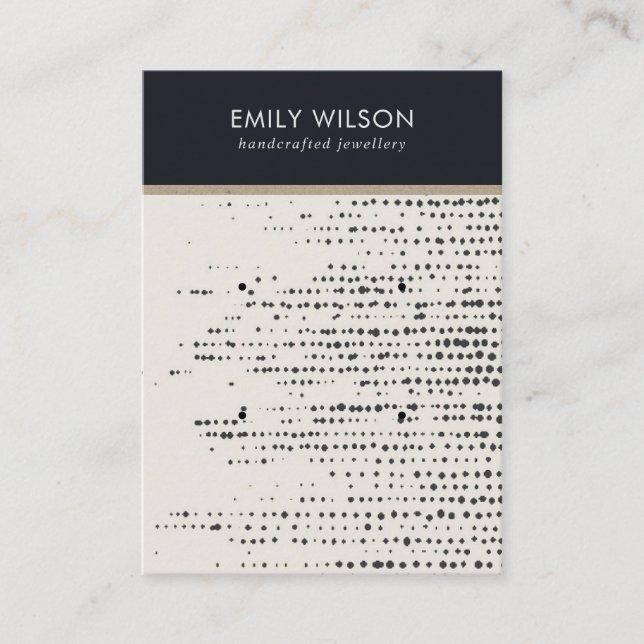 RETRO BLACK WHITE DOTS 2 STUD EARRING VISNING CARD VISITKORT (Framsida)