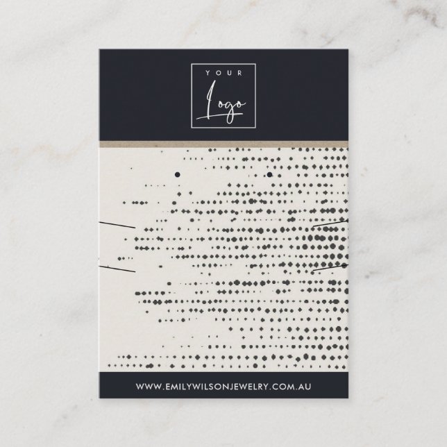 RETRO BLACK WHITE DOTS NECKLACE EARRING VISNING VISITKORT (Framsida)