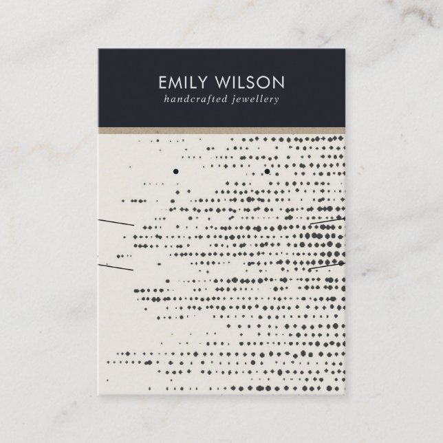RETRO BLACK WHITE DOTS NECKLACE EARRING VISNING VISITKORT (Framsida)