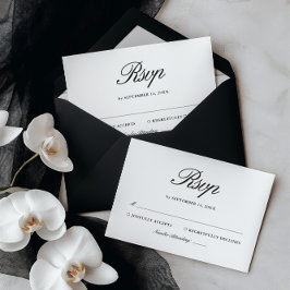 Retro Black & White Elegant Wedding OSA Kort