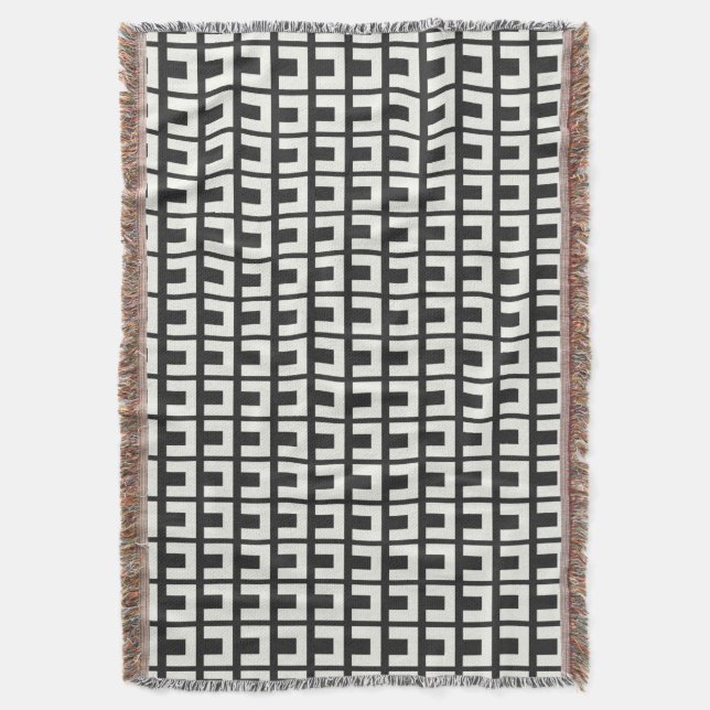 Retro Black White Geometric Mid Century Modern Filt (Framsidan Vertikal)