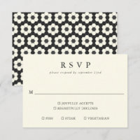 Retro Black White Geometric Tile Elegant bröllop