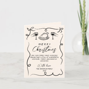 Retro Black & White Hand plockade God jul Helgkort
