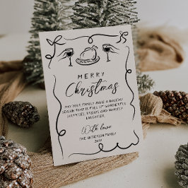 Retro Black & White Hand plockade God jul Julkort