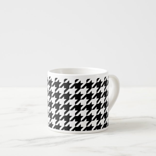 Retro Black White Houndstooth-vävning, Mönster Espressomugg (Framsida höger)