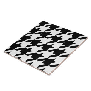 Retro Black White Houndstooth Weaking Mönster Kakelplatta