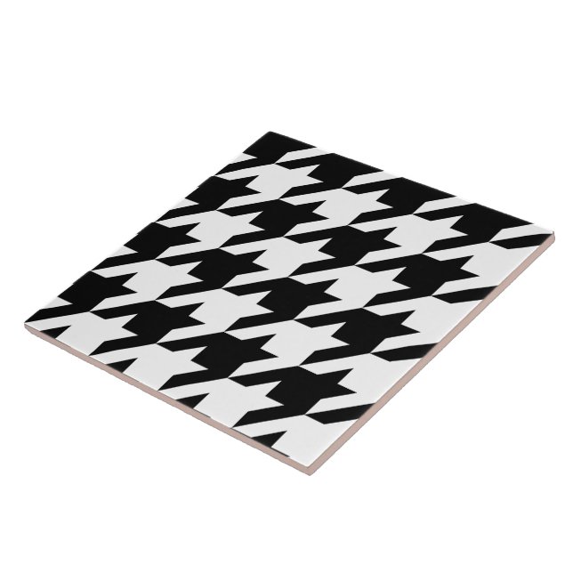 Retro Black White Houndstooth Weaking Mönster Kakelplatta (Sidan)