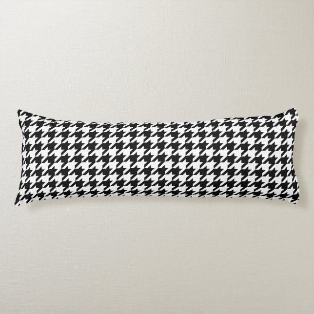 Retro Black White Houndstooth Weaking Mönster Kroppskudde (Framsidan)