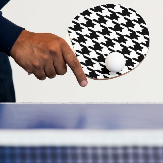 Retro Black White Houndstooth Weaking Mönster Pingisracket (Insitu)