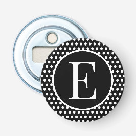 Retro Black & White Initial Brev Polka dots Flasköppnare
