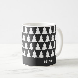 Retro Black White jul Modern Minimal Unik Kaffemugg