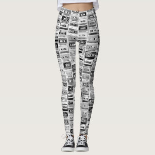 Retro Black & White kassettband Leggings