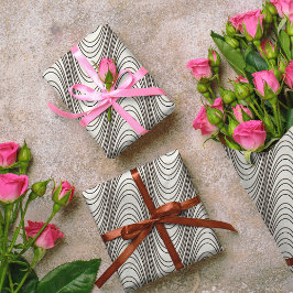 Retro Black & White Moiré Rand, Trippy Abstrakt Presentpapper