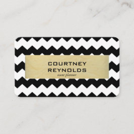 Retro Black White och Beige Chevron Mönster Visitkort