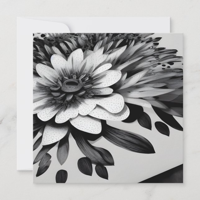 Retro Black & White Pappra blommor (Framsida)