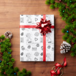 Retro Black & White Personlig Kids Presentpapper<br><div class="desc">Retro jul Cute Personlig Baby Kids</div>