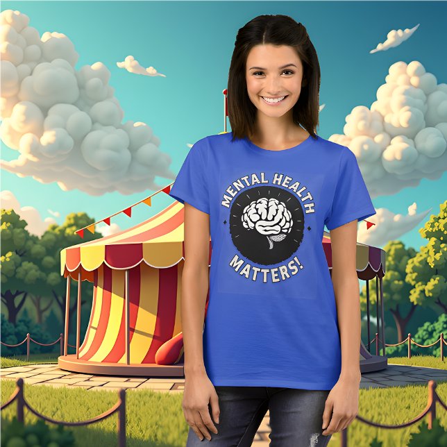 Retro Black & White: Psykisk hälsa, kvinnofrågor T Shirt (Mental Health Matters Women's t-shirt. )