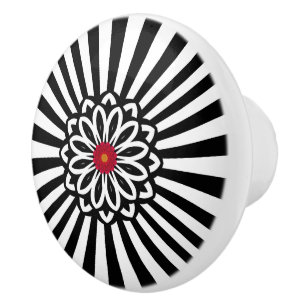 Retro Black & White Rand Dubbla Flower Knopp