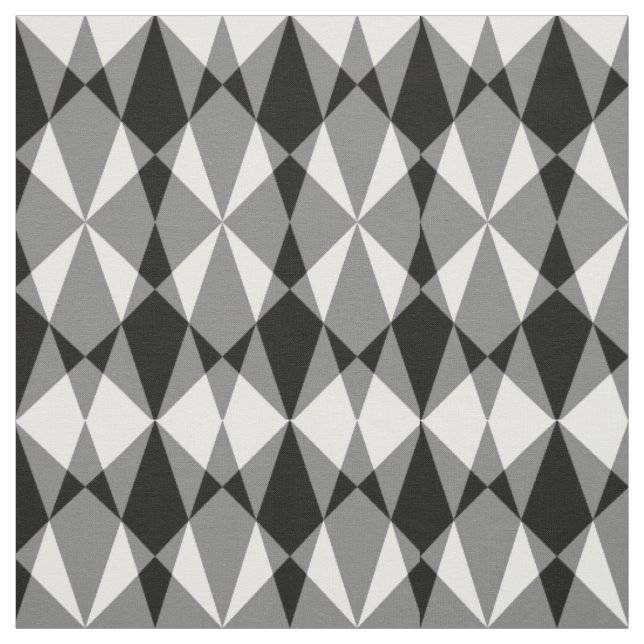 Retro Black White Triangle Diamond Squards Mönster Tyg (Provkarta)