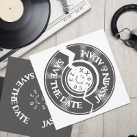 Retro Black White Vinyl Record Groovy Bröllop