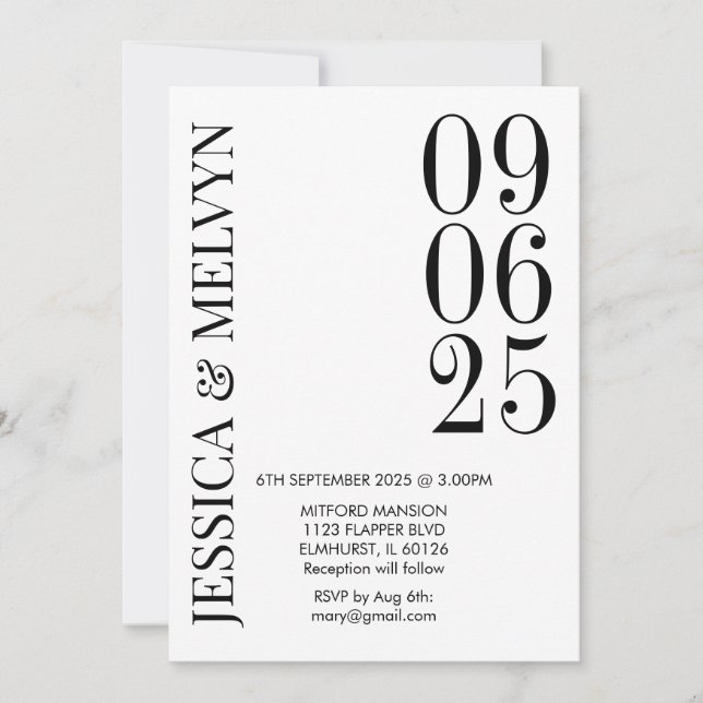 Retro Black & White Wedding-inbjudan Inbjudningar (Framsida)